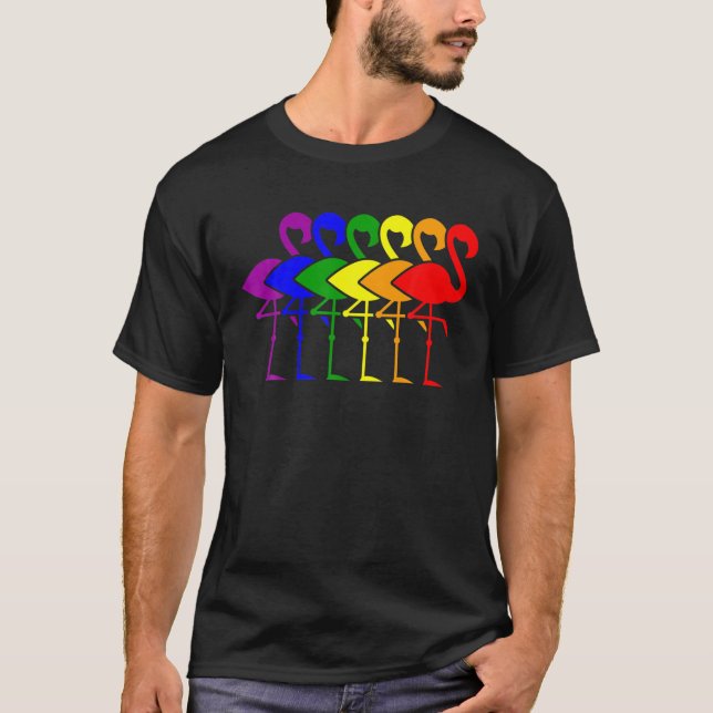 LGBT Pride Pink Flamingo Lesbische Schwulenunterst T-Shirt (Vorderseite)