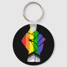 LGBT Pride (Progress) Flag mit erhöhter Faust Schlüsselanhänger