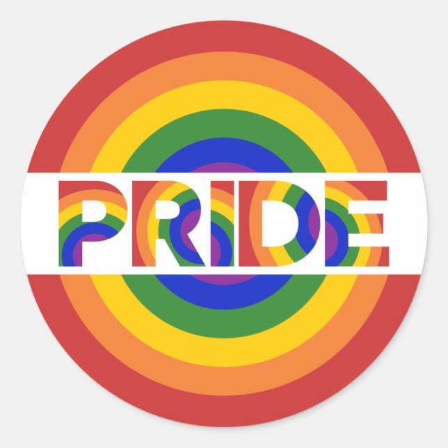 LGBT Pride Psychedelic Geometric Rainbow Bullseye Runder Aufkleber (Vorderseite)