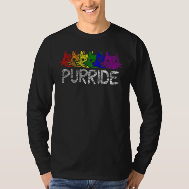 LGBT Pride Purride Rainbow Cat LGBTQ Support Kitte T-Shirt (Vorderseite)