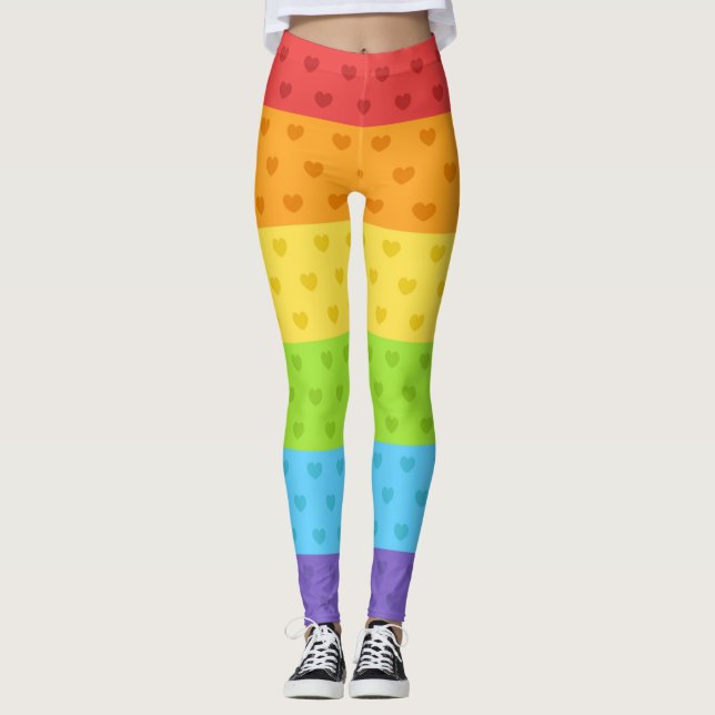 LGBT Pride Rainbow Color Hearts Leggings (Vorderseite)