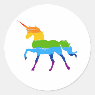 LGBT Pride Rainbow Einhorn-Aufkleber Runder Aufkleber