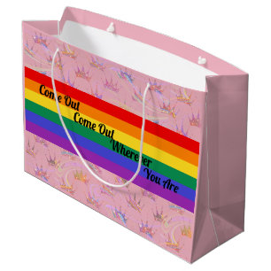 LGBT Pride Rainbow Flag Glam Chic Glitzer Crown Große Geschenktüte