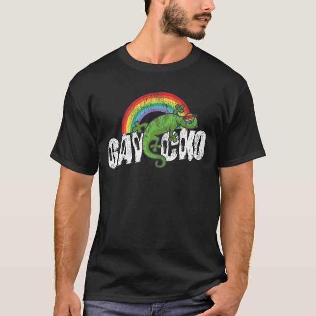 LGBT Pride Rainbow Gaycko Gecko Lizard Retro T-Shirt (Vorderseite)