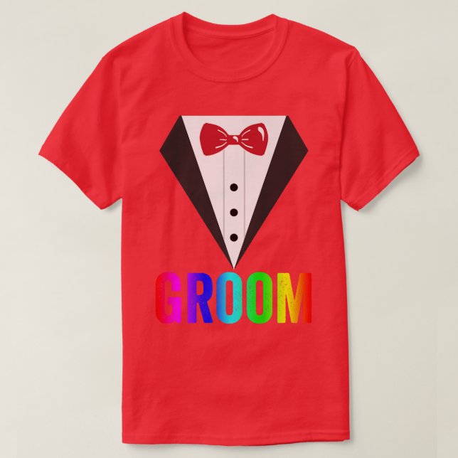 LGBT Pride RainbowBachelor PartyGay WeddingGroom T-Shirt (Design vorne)