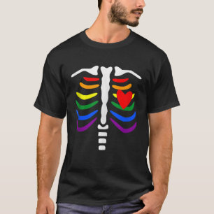 LGBT Pride Rib Cage Rainbow Skeleton Xray Funny LG T-Shirt