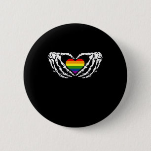 Lgbt Pride Skeleton Halloween Goth Heart Classic Button
