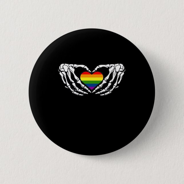 Lgbt Pride Skeleton Halloween Goth Heart Classic Button (Vorderseite)
