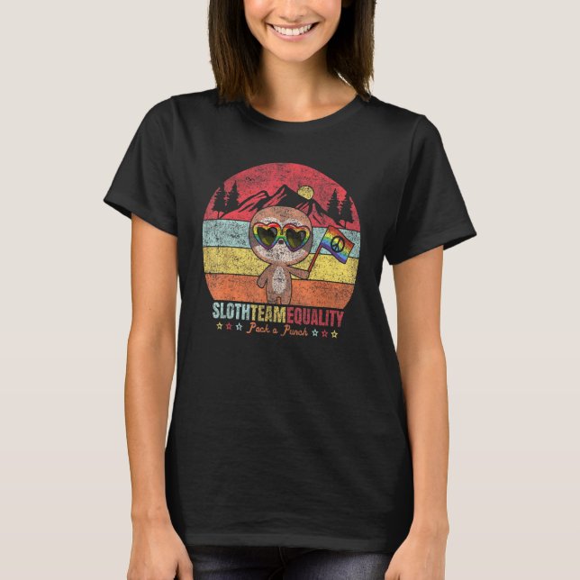 LGbt Pride Sloth Team Equality Rainbow Flag Unters T-Shirt (Vorderseite)
