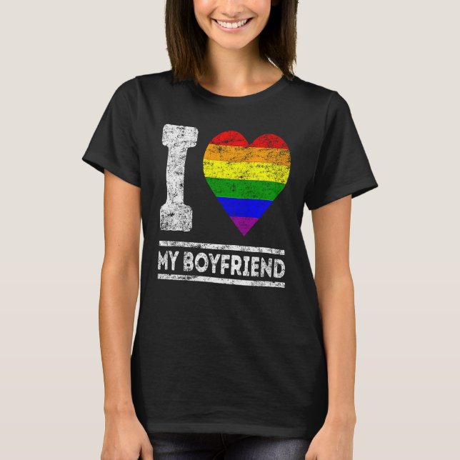 LGBT Prix I Liebe Mein Freund Rainbow Support Fam T-Shirt (Vorderseite)