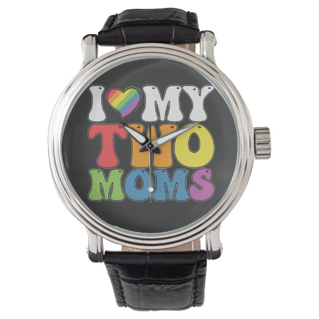 LGBT Prix I Liebe meine zwei Mamas Gay Lesbian Sup Armbanduhr (Vorderseite)