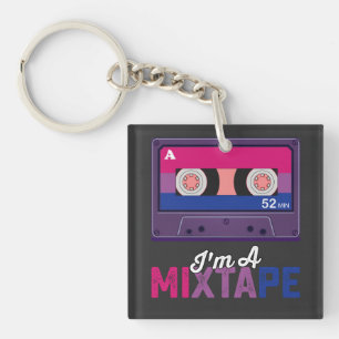 LGBT Prix in a Mixtape Cassette Bi Schlüsselanhänger