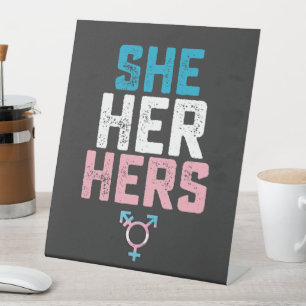 LGBT Prix sie ihre Trans Transgender Pronouns Sockelschild