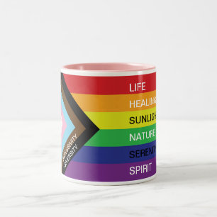 LGBT Progress Pride Rainbow-Flag mit benutzerdefin Zweifarbige Tasse
