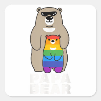 LGBT Proud Papa Bear Vater LGBT Pride Gay Quadratischer Aufkleber
