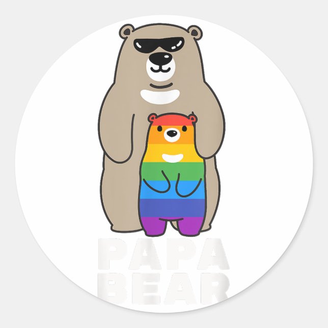 LGBT Proud Papa Bear Vater LGBT Pride Gay Runder Aufkleber (Vorderseite)