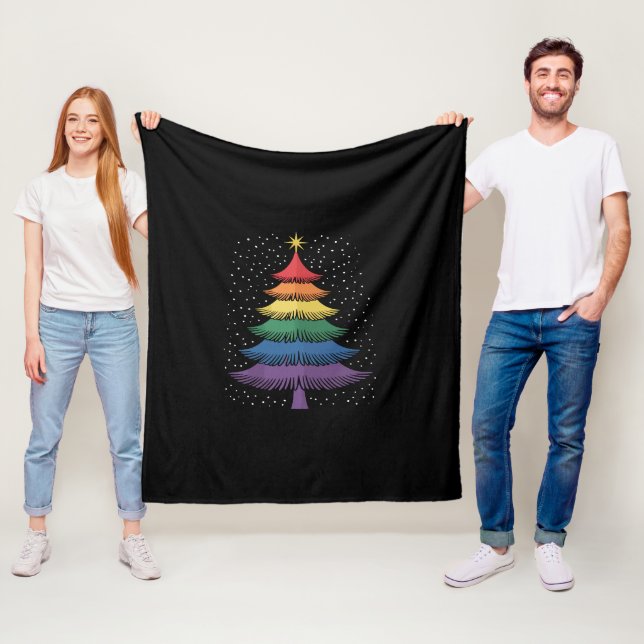 LGBT-Q Pride Christmas Tree Pajama Rainbow Flag Fleecedecke (Beispiel)