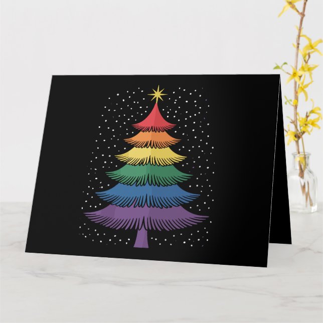 LGBT-Q Priester Weihnachtsbaum Pajama Regenbogenfl Karte (Gelbe Blume)