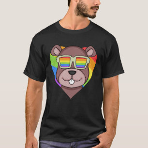 LGBT Rainbow Beaver Gay Pride LGBT Heart Animal T-Shirt
