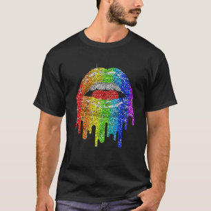 Lgbt Rainbow Bling Lips Pride Gay Bisexual Le T-Shirt