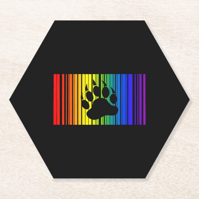 Lgbt Rainbow Colors Barcode Icon Pride Gay Bear Untersetzer (Vorderseite)