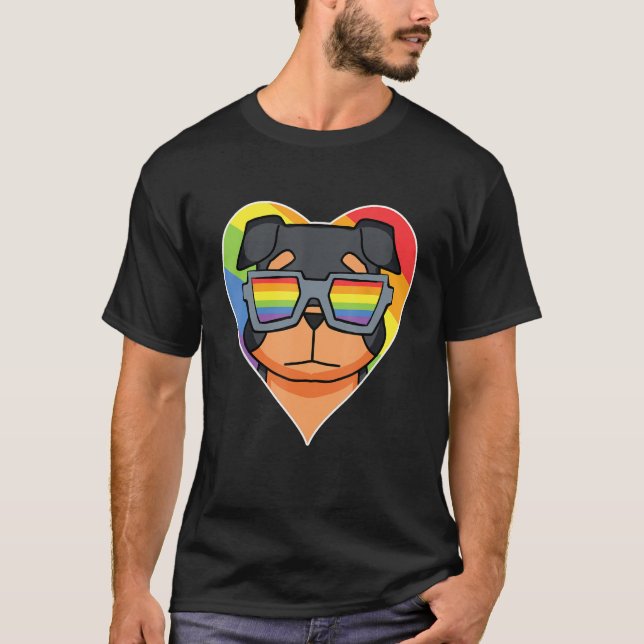 LGBT Rainbow   Dog Rottweiler   Gay Pride   Dog Ow T-Shirt (Vorderseite)
