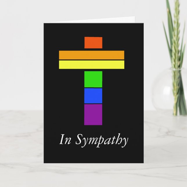 LGBT Rainbow Flag Cross Sympathy Card Karte (Vorderseite)
