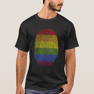 LGBT Rainbow Flag Fingerprint Gay Pride Lesbian T-Shirt