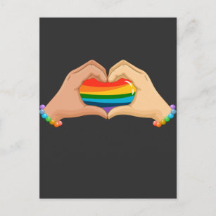 LGBT Rainbow Flag Hands Herz farbige Liebe Postkarte