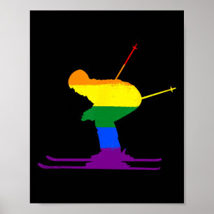 LGbt Rainbow Flag Skifahren Ski Gay Pride Liebe Poster