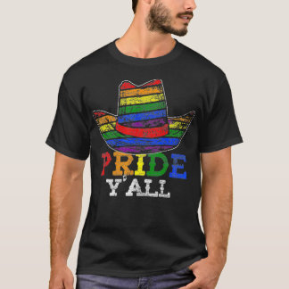LGBT Rainbow Gay Pride Flag Cowboy Hat Western Kuh T-Shirt