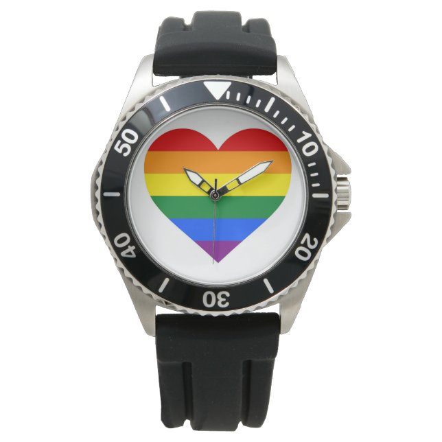 LGBT Rainbow Gay Pride Herzenflagge Armbanduhr (Vorderseite)