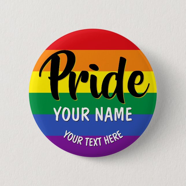 LGBT Rainbow Gay Pride Personalisiert Button (Vorderseite)