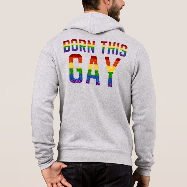 LGBT Rainbow Glitzer Geboren Hoodie (Rückseite)