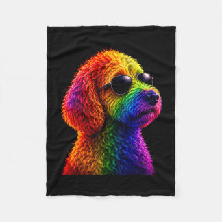 Lgbt rainbow goldendoodle with sunglasses gay fleecedecke
