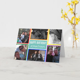 LGBT Rainbow Happy Birthday Foto Collage Gruß Karte