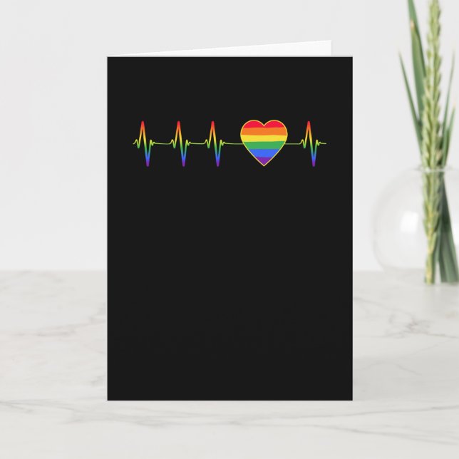 LGBT Rainbow Heartbeat EKG Karte (Vorderseite)