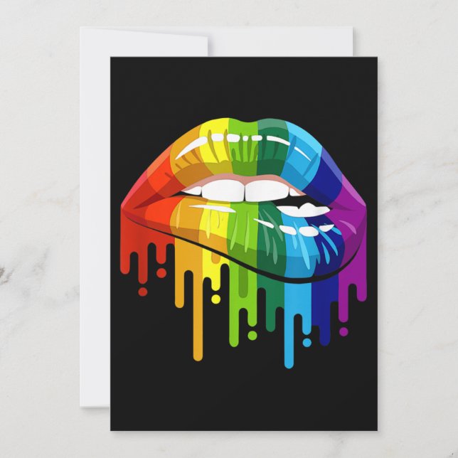 LGBT Rainbow Lip Gay Pride Einladung (Vorderseite)