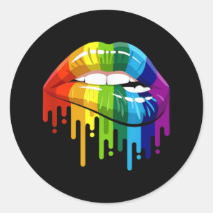 LGBT Rainbow Lip Gay Pride Runder Aufkleber