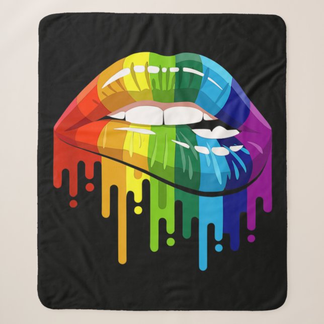 LGBT Rainbow Lip Gay Pride Sherpadecke (Vorderseite)