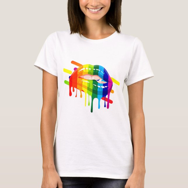 LGBT Rainbow Lips Art T - Shirt (Vorderseite)