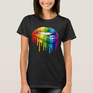 LGBT Rainbow Lips Pride Gay Homosexuell Lesbisch T-Shirt