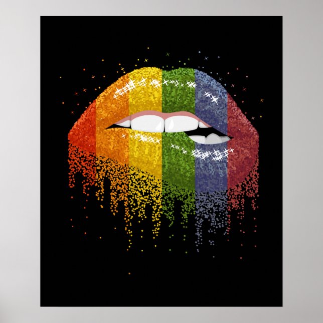 LGBT Rainbow Lips Prip - Homosexuell, lesbisch Poster (Vorne)