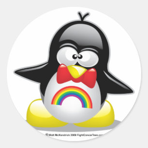 LGBT Rainbow Penguin Runder Aufkleber