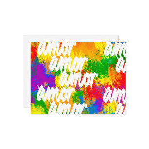 LGBT Rainbow-Pinselstriche Amor Kalligraphie P Postkarte