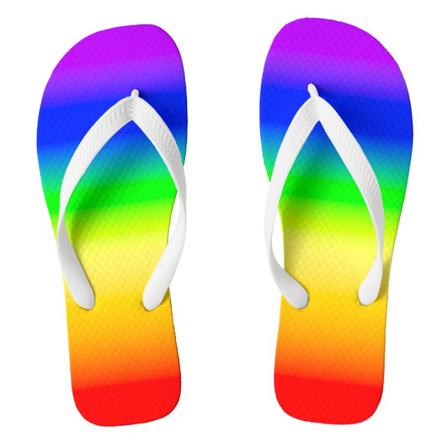 LGBT Rainbow Pride Flag Ombre Gradient Stripes Flip Flops (Fußbett)