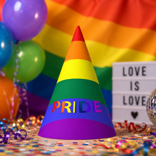 LGBT Rainbow Pride Flag & Pride Text Party Hat Partyhütchen (Daphne)