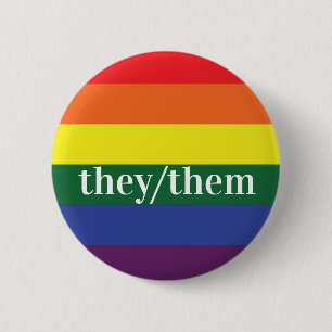 LGBT Rainbow Pride Flag Pronoun-Taste sie/sie Button