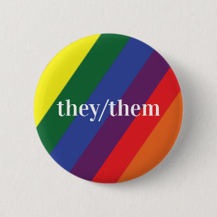 LGBT Rainbow Pride Flag Pronoun-Taste sie/sie Button