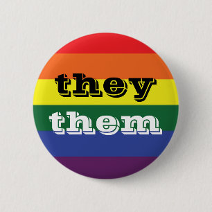 LGBT Rainbow Pride Flag Pronoun-Taste sie/sie Button